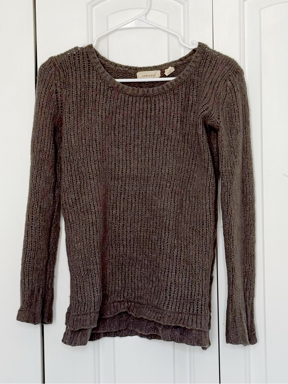 Inhabit Silk and Cashmere Crewneck Sweater in Warm Dark Gray